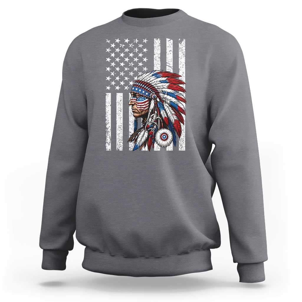 Indigenous People Tribal CG Native American Indian Chief American USA Flag Sweatshirt