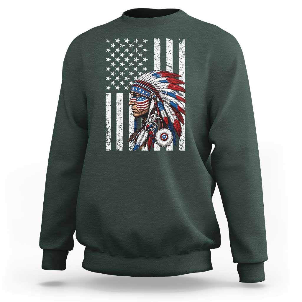 Indigenous People Tribal CG Native American Indian Chief American USA Flag Sweatshirt