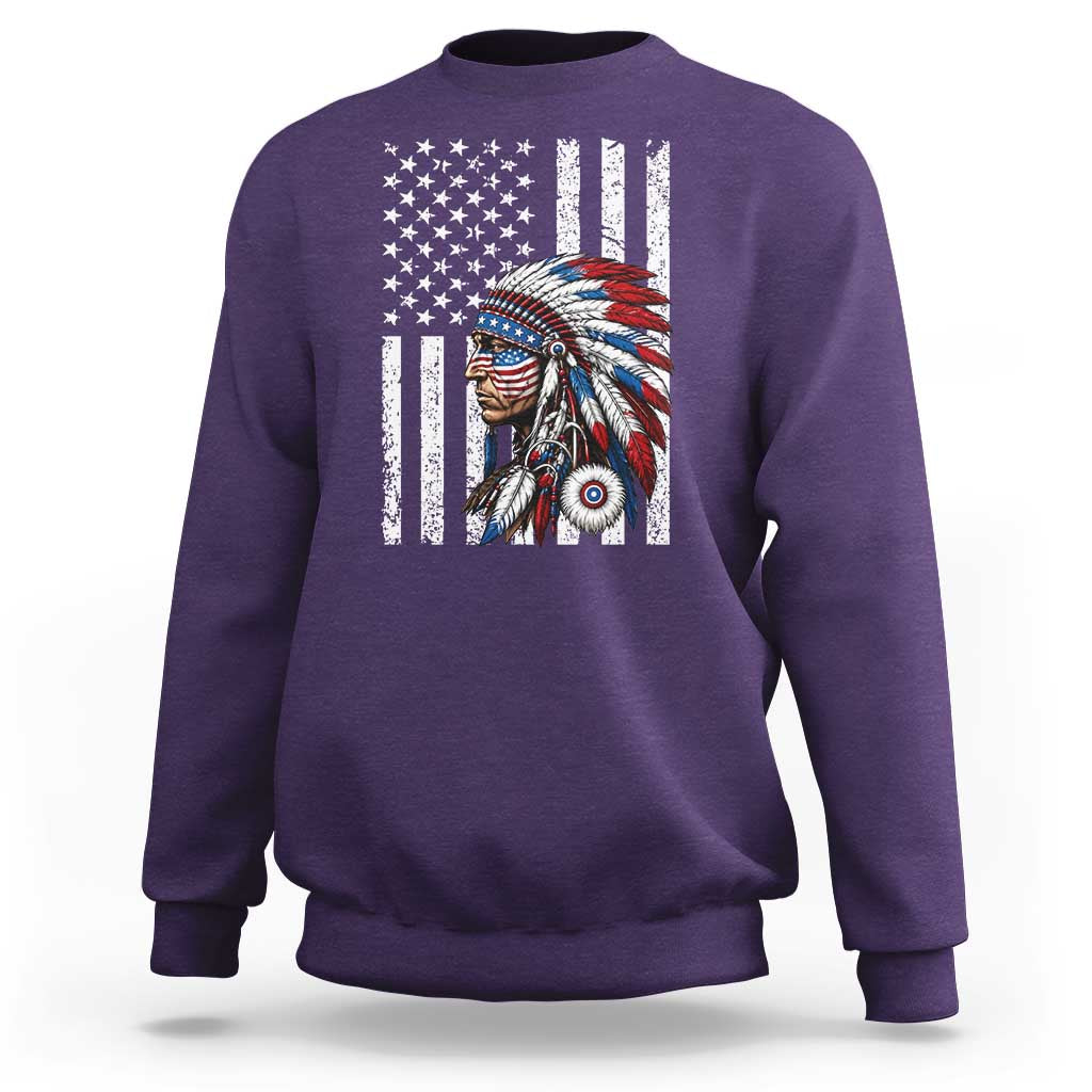 Indigenous People Tribal CG Native American Indian Chief American USA Flag Sweatshirt