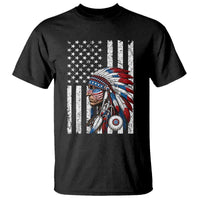 Indigenous People Tribal CG Native American Indian Chief American USA Flag T Shirt