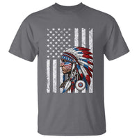 Indigenous People Tribal CG Native American Indian Chief American USA Flag T Shirt