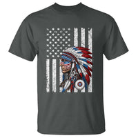 Indigenous People Tribal CG Native American Indian Chief American USA Flag T Shirt