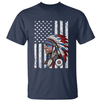 Indigenous People Tribal CG Native American Indian Chief American USA Flag T Shirt