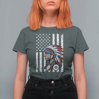 Indigenous People Tribal CG Native American Indian Chief American USA Flag T Shirt For Women