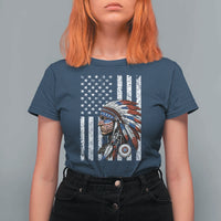 Indigenous People Tribal CG Native American Indian Chief American USA Flag T Shirt For Women