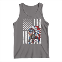 Indigenous People Tribal CG Native American Indian Chief American USA Flag Tank Top