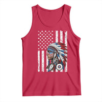 Indigenous People Tribal CG Native American Indian Chief American USA Flag Tank Top