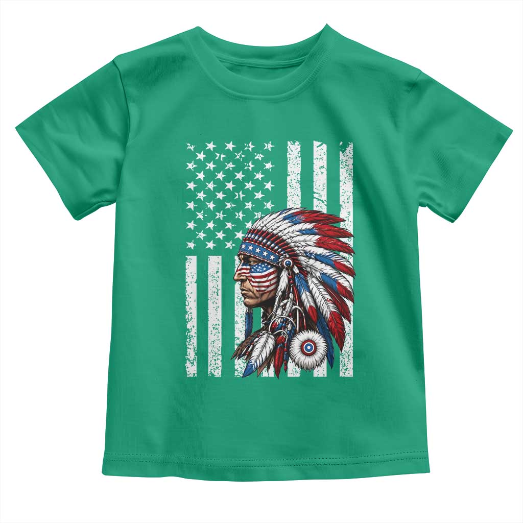 Indigenous People Tribal CG Native American Indian Chief American USA Flag Toddler T Shirt