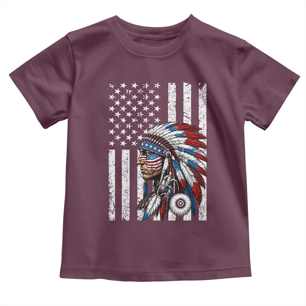 Indigenous People Tribal CG Native American Indian Chief American USA Flag Toddler T Shirt