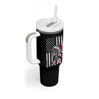 Indigenous People Tribal CG Native American Indian Chief American USA Flag Tumbler With Handle