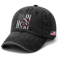 Indigenous People Tribal CG Native American Indian Chief American USA Flag Washed Cotton Baseball Cap