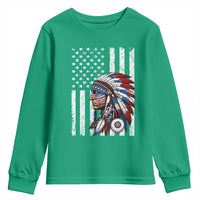 Indigenous People Tribal CG Native American Indian Chief American USA Flag Youth Sweatshirt