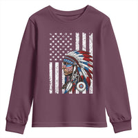 Indigenous People Tribal CG Native American Indian Chief American USA Flag Youth Sweatshirt