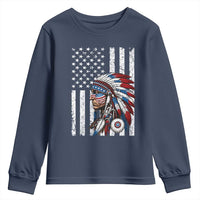 Indigenous People Tribal CG Native American Indian Chief American USA Flag Youth Sweatshirt