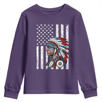 Indigenous People Tribal CG Native American Indian Chief American USA Flag Youth Sweatshirt