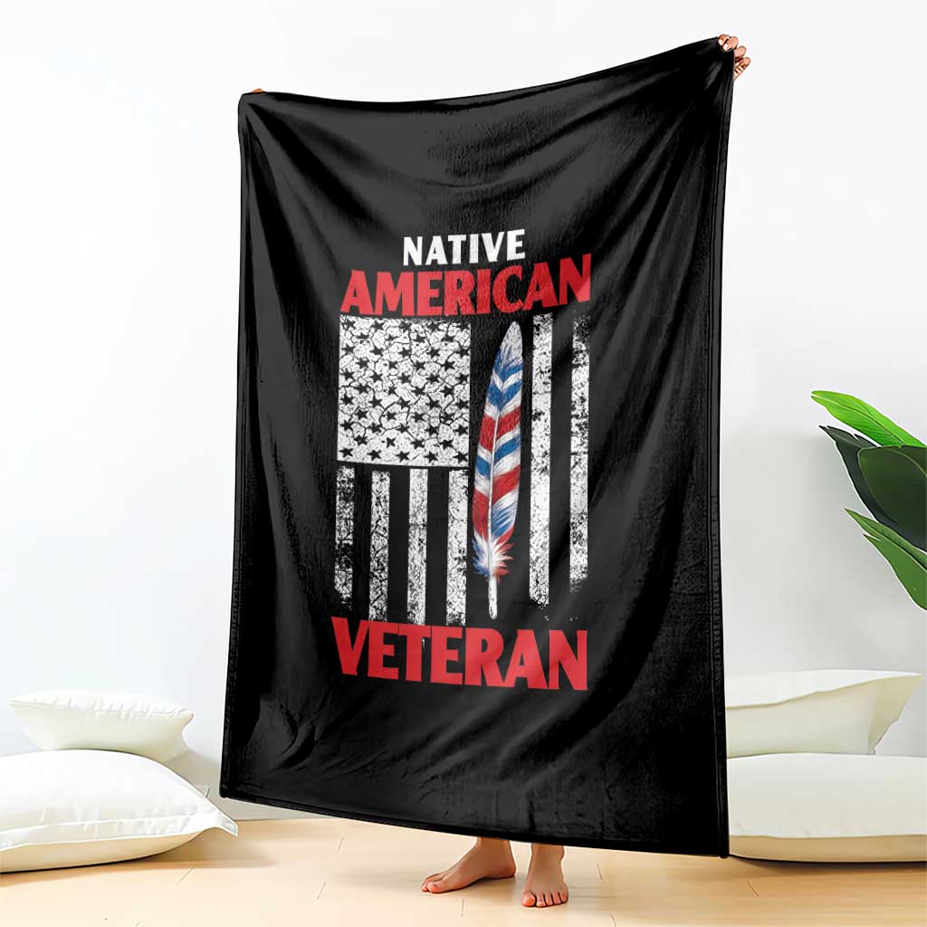 Native American Veteran USA Flag Patriotic Soldier Throw Blanket