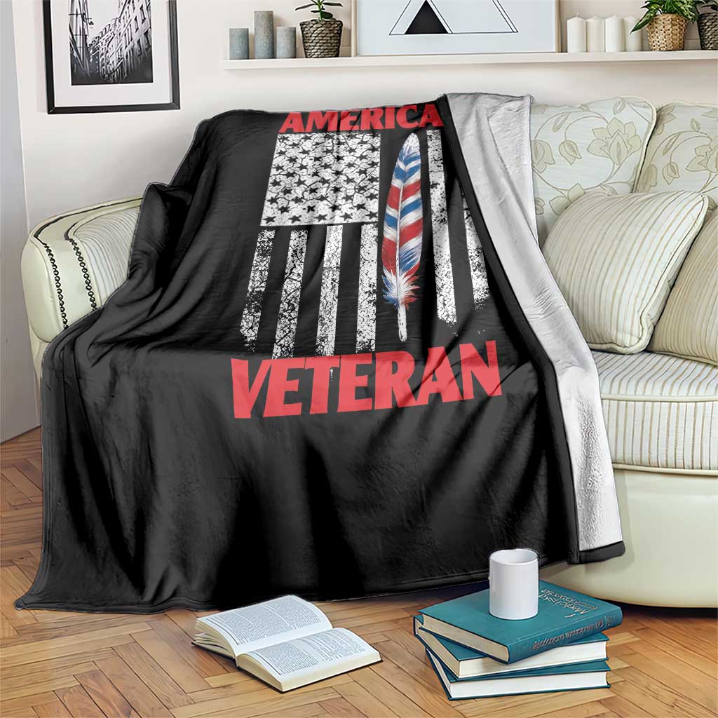 Native American Veteran USA Flag Patriotic Soldier Throw Blanket