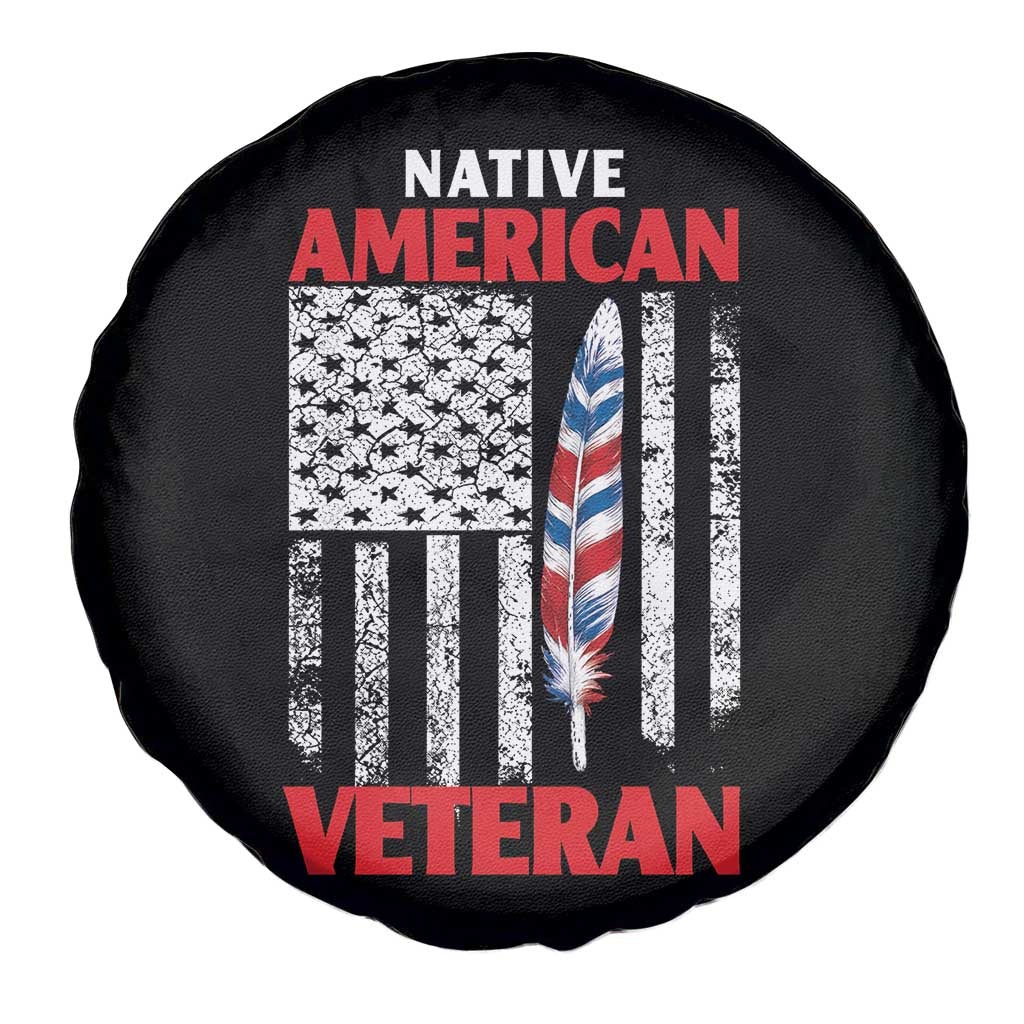 Native American Veteran USA Flag Patriotic Soldier Spare Tire Cover