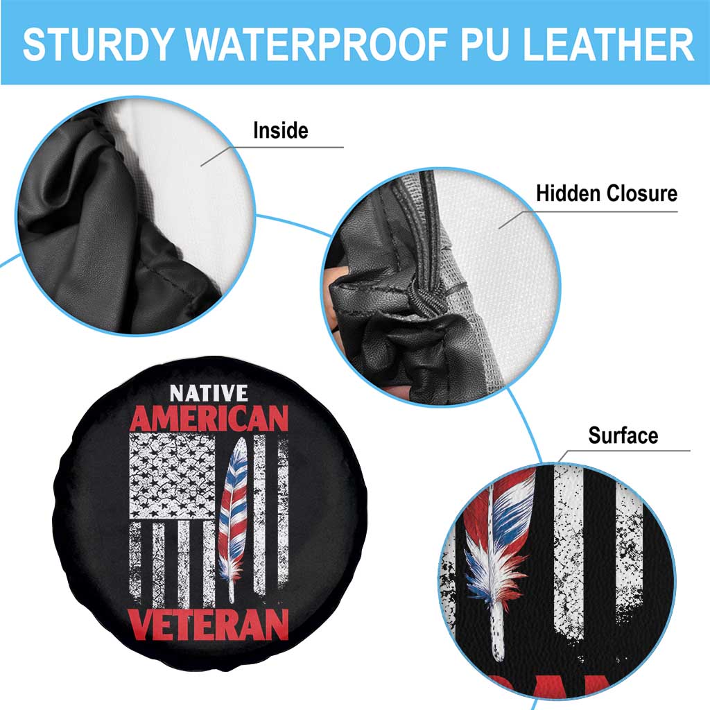Native American Veteran USA Flag Patriotic Soldier Spare Tire Cover