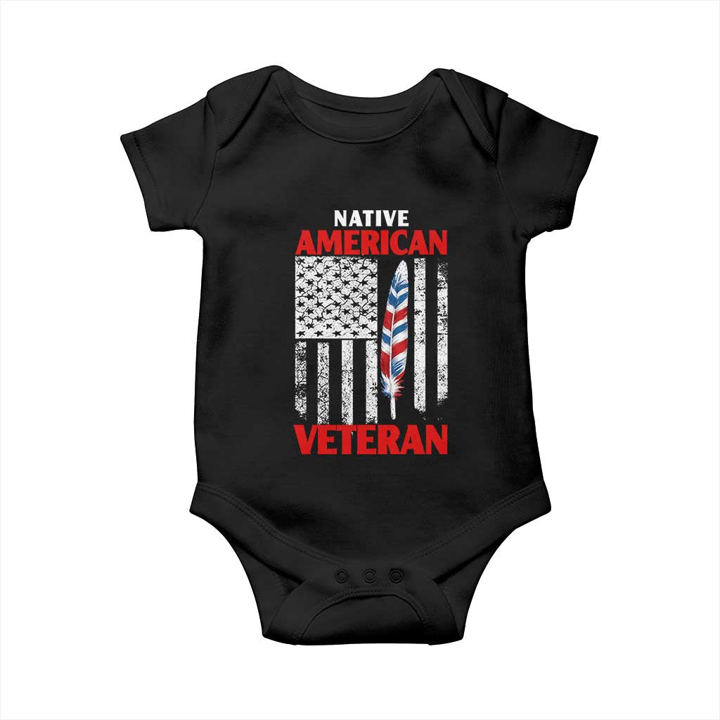Native American Veteran USA Flag Patriotic Soldier Baby Onesie
