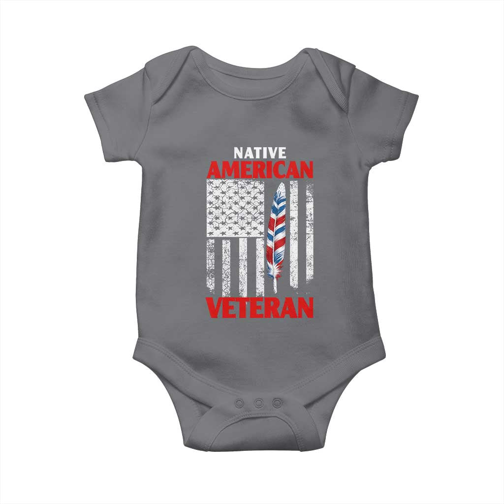 Native American Veteran USA Flag Patriotic Soldier Baby Onesie