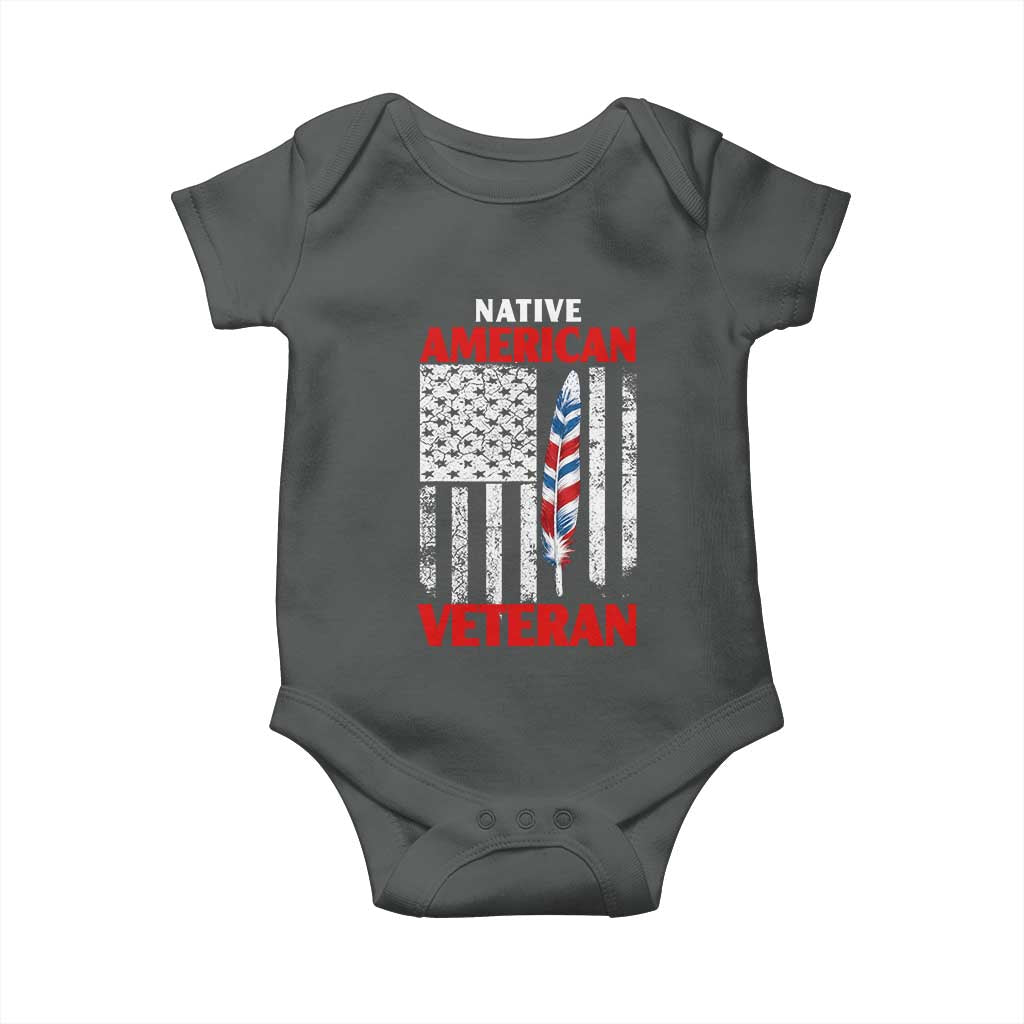 Native American Veteran USA Flag Patriotic Soldier Baby Onesie