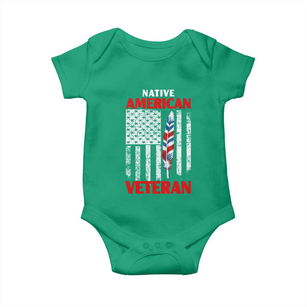 Native American Veteran USA Flag Patriotic Soldier Baby Onesie