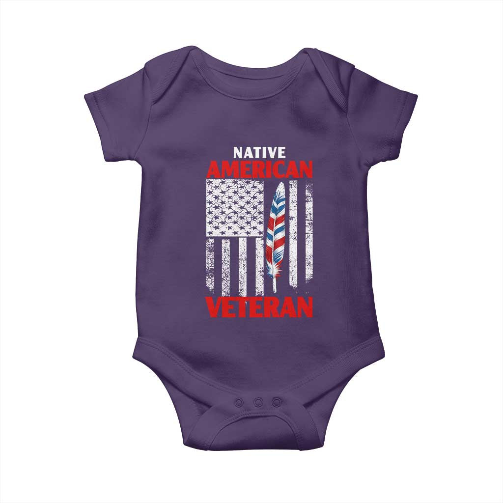 Native American Veteran USA Flag Patriotic Soldier Baby Onesie