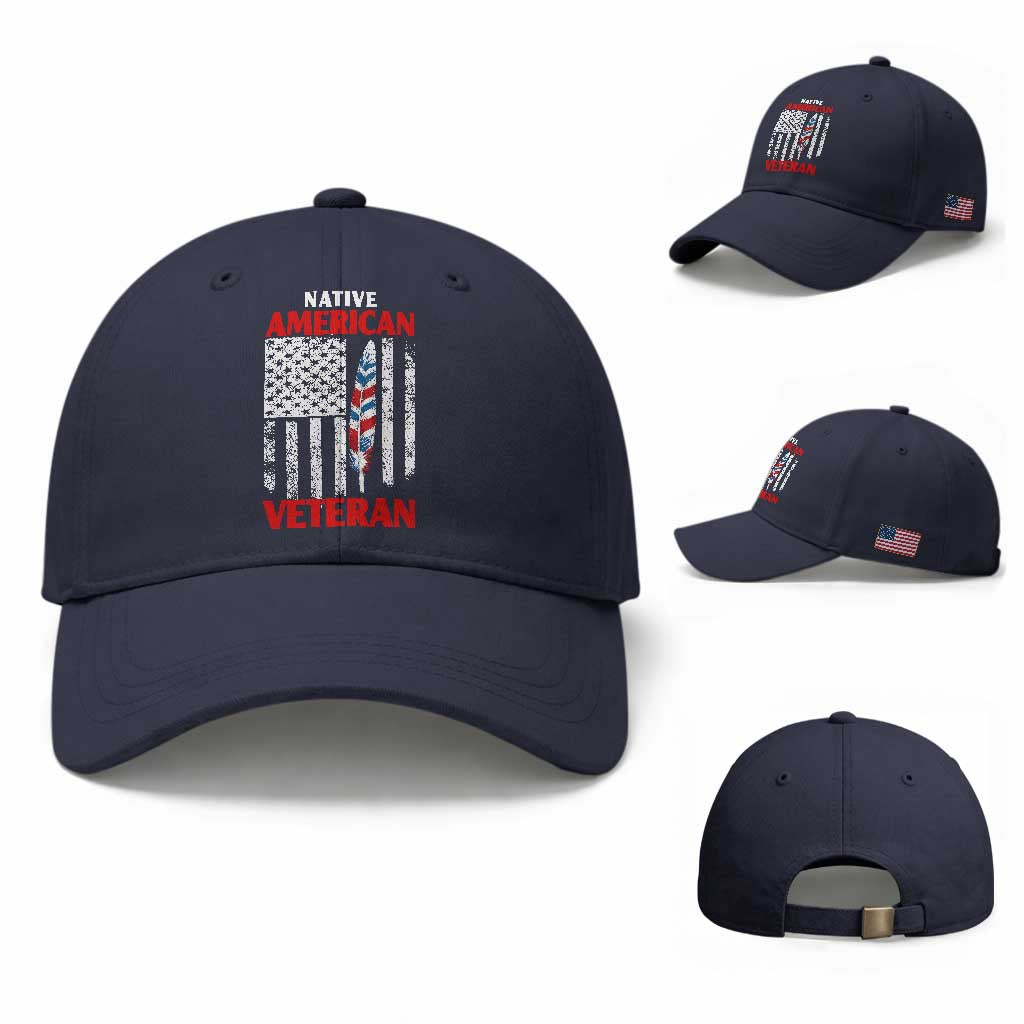 Native American Veteran USA Flag Patriotic Soldier Baseball Cap