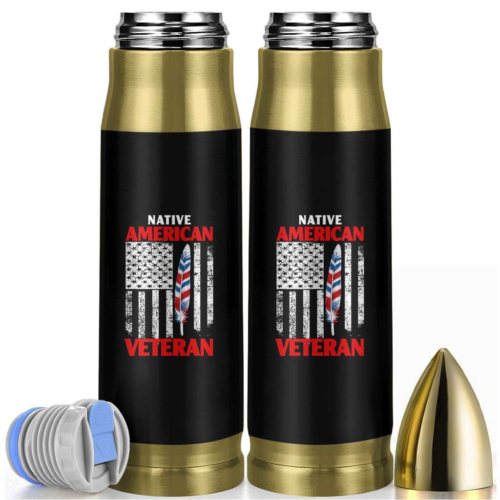 Native American Veteran USA Flag Patriotic Soldier Bullet Tumbler