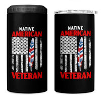 Native American Veteran USA Flag Patriotic Soldier 4 in 1 Can Cooler Tumbler