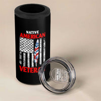Native American Veteran USA Flag Patriotic Soldier 4 in 1 Can Cooler Tumbler