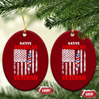 Native American Veteran USA Flag Patriotic Soldier Ceramic Ornament