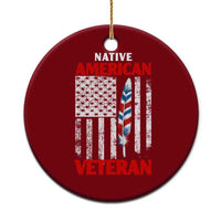 Native American Veteran USA Flag Patriotic Soldier Ceramic Ornament