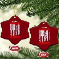 Native American Veteran USA Flag Patriotic Soldier Ceramic Ornament