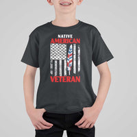 Native American Veteran USA Flag Patriotic Soldier T Shirt For Kid
