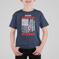 Native American Veteran USA Flag Patriotic Soldier T Shirt For Kid