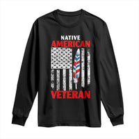 Native American Veteran USA Flag Patriotic Soldier Long Sleeve Shirt
