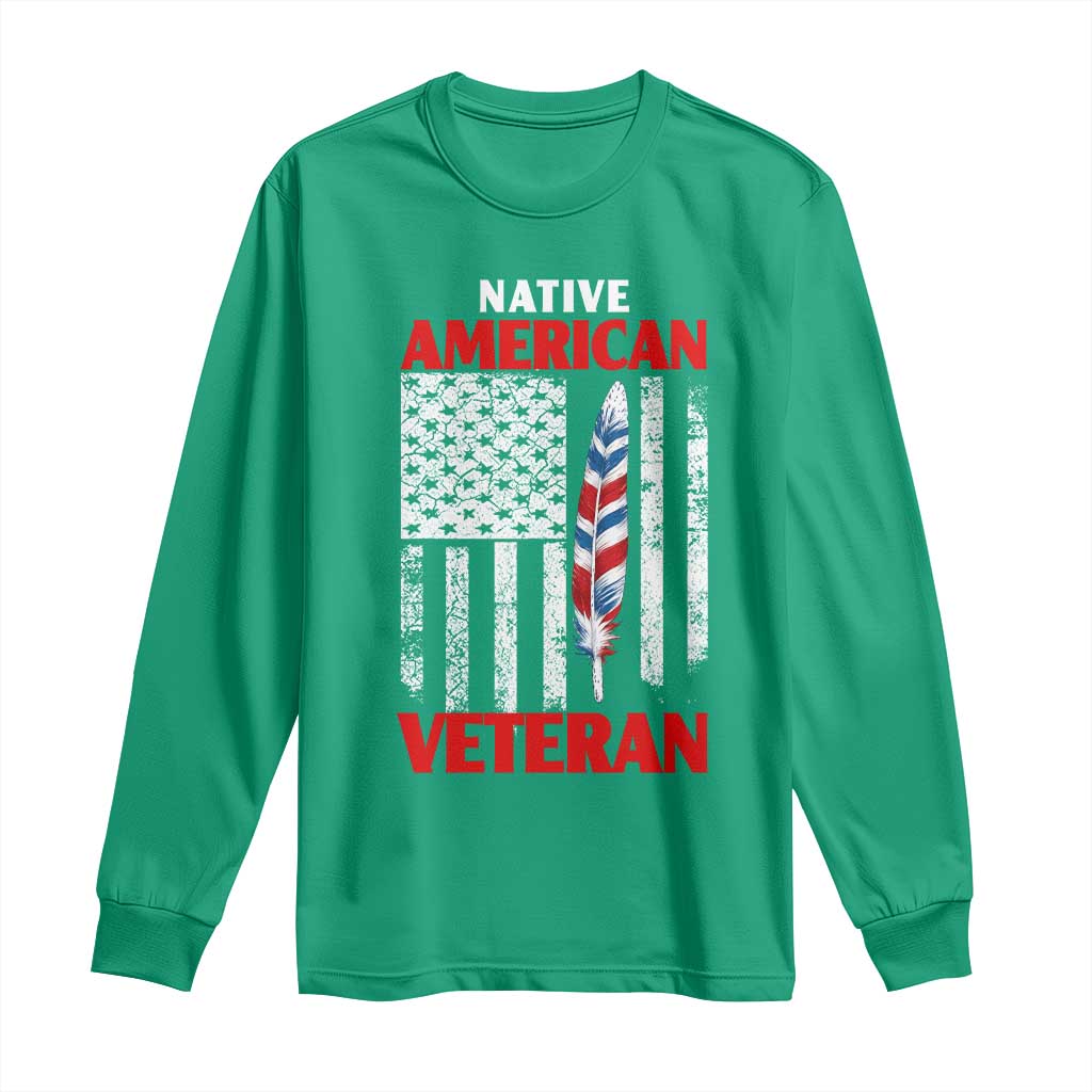 Native American Veteran USA Flag Patriotic Soldier Long Sleeve Shirt