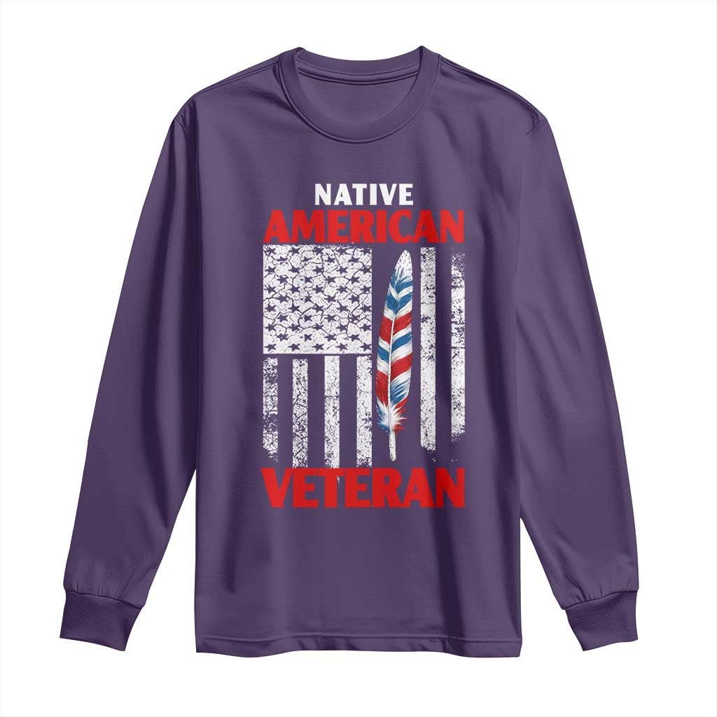 Native American Veteran USA Flag Patriotic Soldier Long Sleeve Shirt