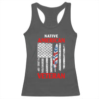 Native American Veteran USA Flag Patriotic Soldier Racerback Tank Top