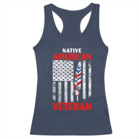 Native American Veteran USA Flag Patriotic Soldier Racerback Tank Top