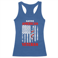 Native American Veteran USA Flag Patriotic Soldier Racerback Tank Top