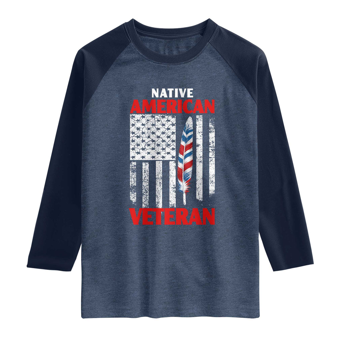 Native American Veteran USA Flag Patriotic Soldier Raglan Shirt