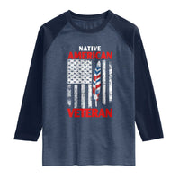 Native American Veteran USA Flag Patriotic Soldier Raglan Shirt