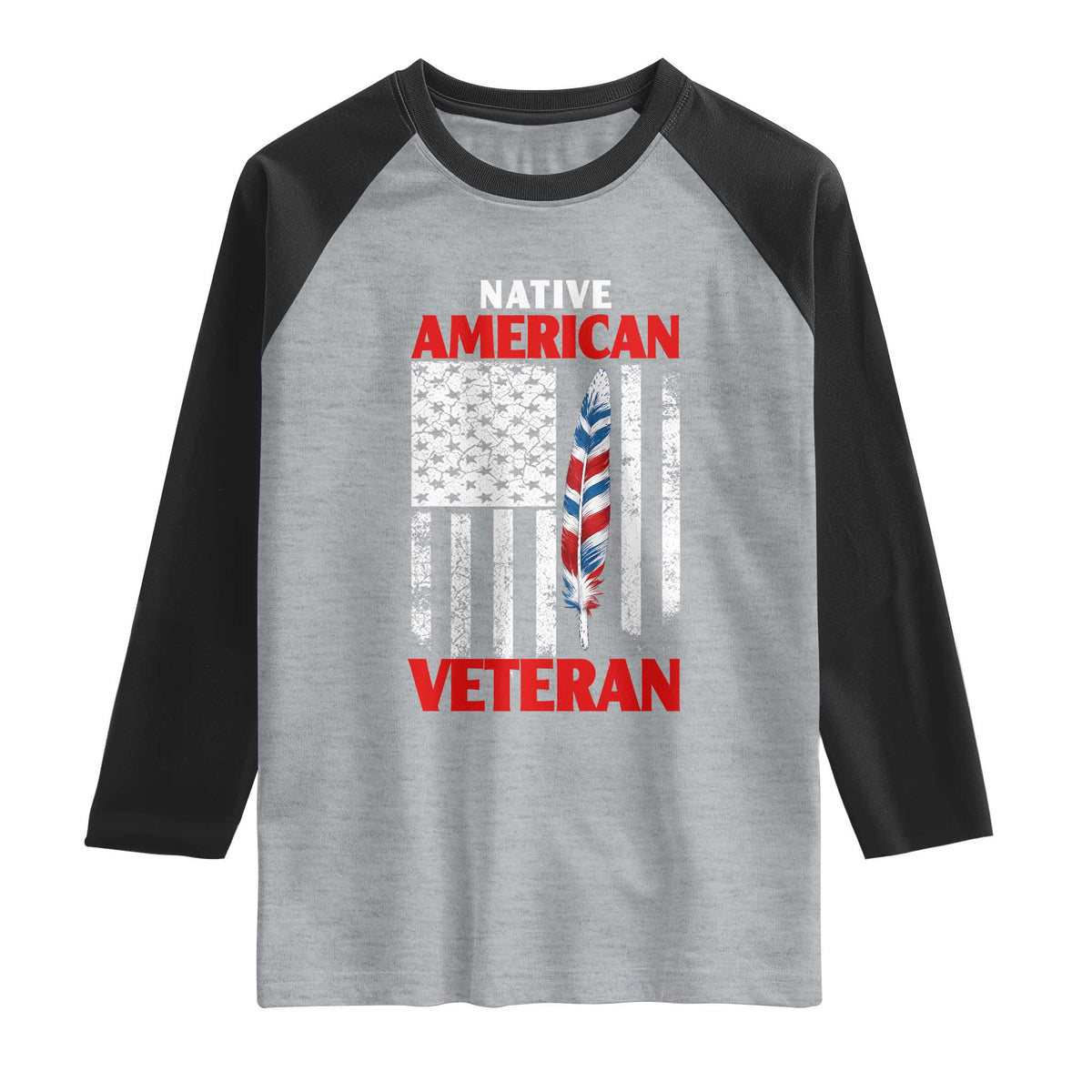 Native American Veteran USA Flag Patriotic Soldier Raglan Shirt