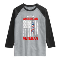 Native American Veteran USA Flag Patriotic Soldier Raglan Shirt
