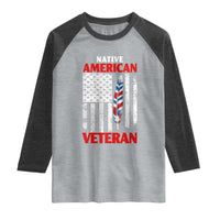 Native American Veteran USA Flag Patriotic Soldier Raglan Shirt