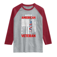Native American Veteran USA Flag Patriotic Soldier Raglan Shirt