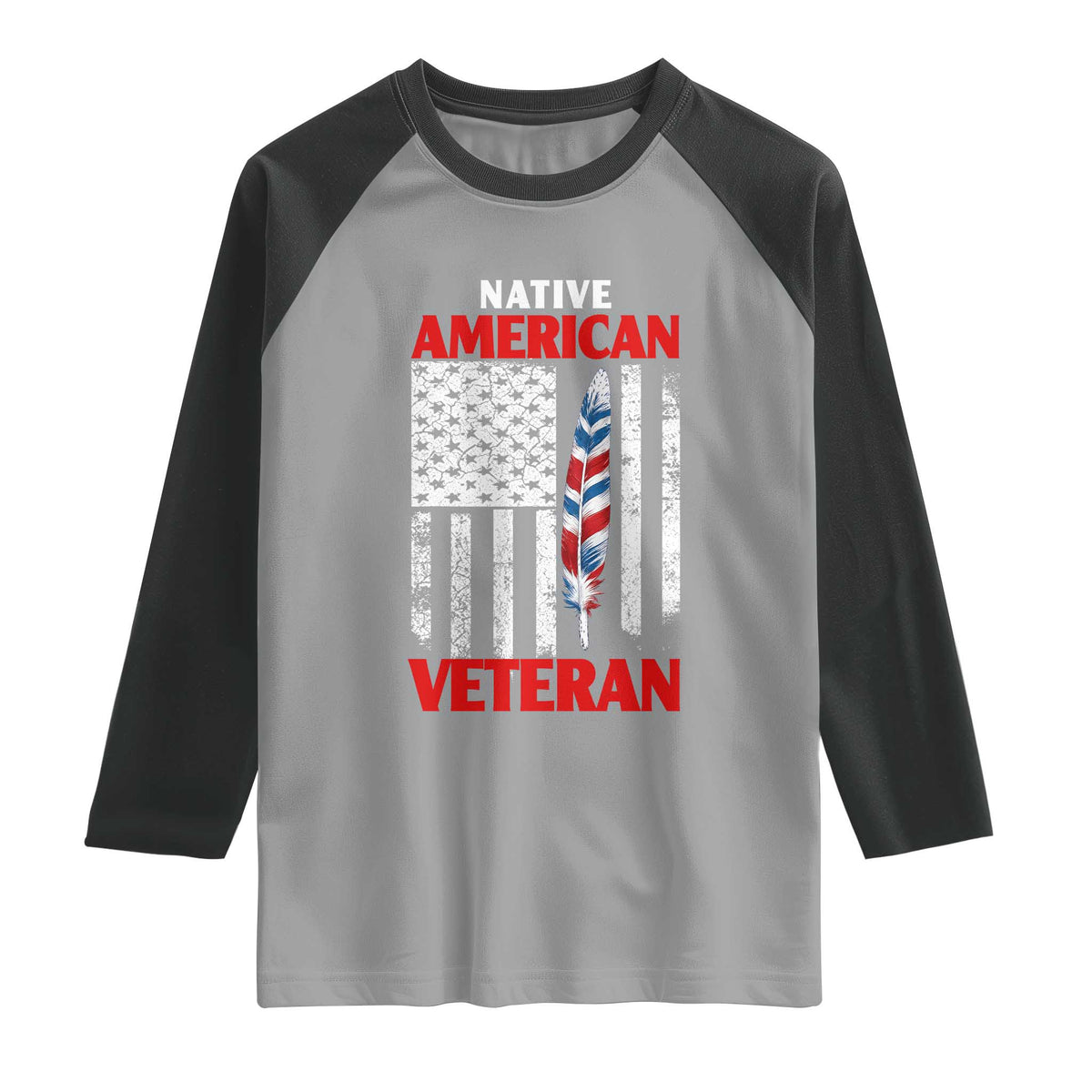 Native American Veteran USA Flag Patriotic Soldier Raglan Shirt
